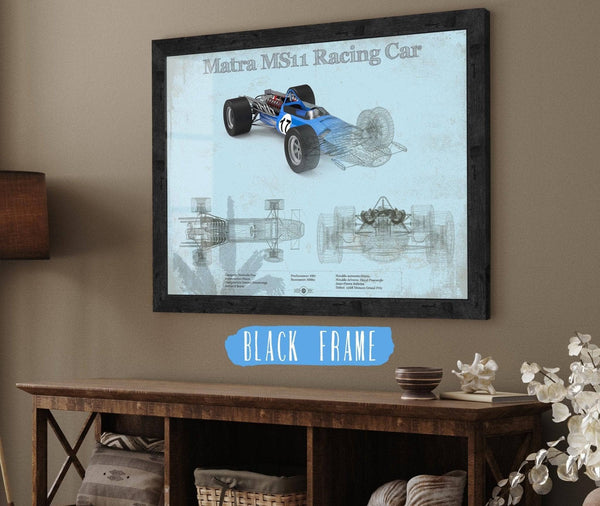 20" x 16" / Black Frame Cutler West Mclaren M1b Blueprint Vintage Auto Print