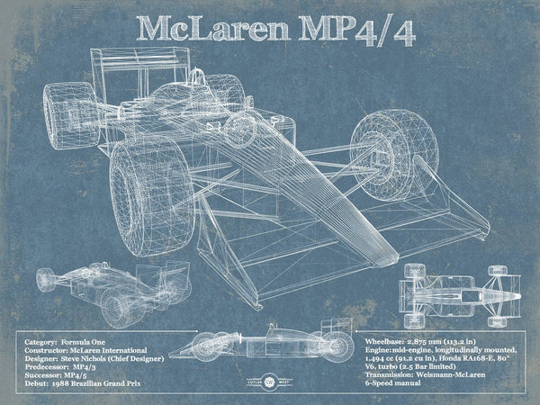 14" x 11" / Unframed Cutler West McLaren MP4-4 Formula One Race Car Print