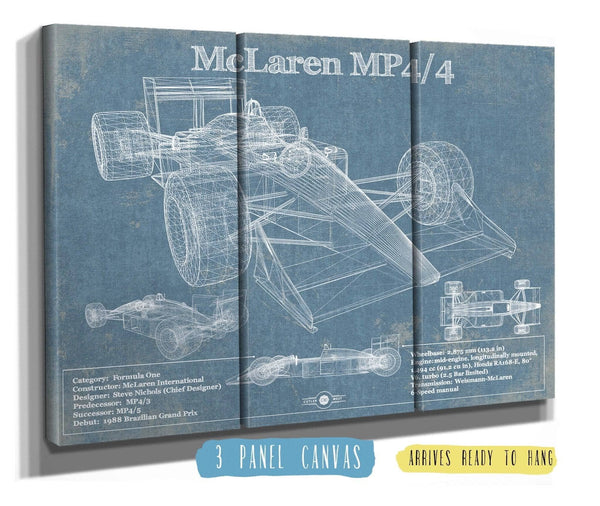 36" x 24" / 3 Panel Canvas Wrap Cutler West McLaren MP4-4 Formula One Race Car Print