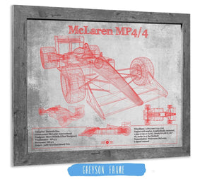 14" x 11" / Greyson Frame Cutler West McLaren MP4-4 - Red and White Version Formula One Race Car Print