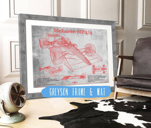 14" x 11" / Greyson Frame & Mat Cutler West McLaren MP4-4 - Red and White Version Formula One Race Car Print