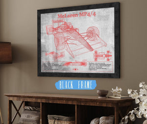 20" x 16" / Black Frame Cutler West McLaren MP4-4 - Red and White Version Formula One Race Car Print