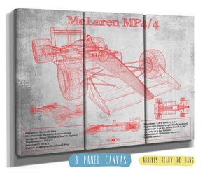 36" x 24" / 3 Panel Canvas Wrap Cutler West McLaren MP4-4 - Red and White Version Formula One Race Car Print