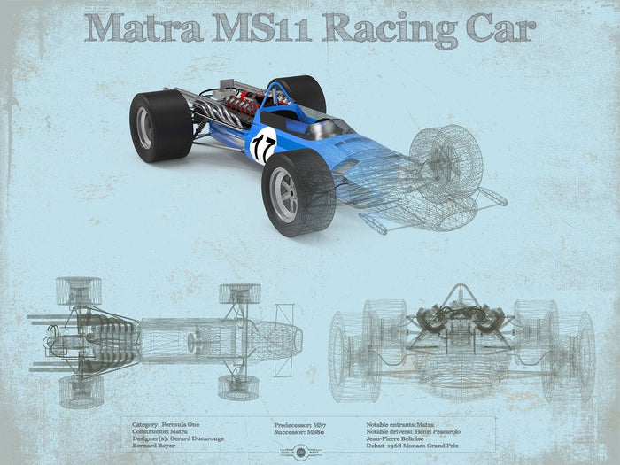 Cutler West Mclaren M1b Blueprint Vintage Auto Print