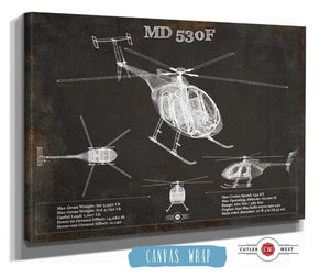Cutler West MD 530F Helicopter Vintage Aviation Blueprint Print