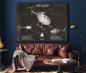 Cutler West MD 530F Helicopter Vintage Aviation Blueprint Print