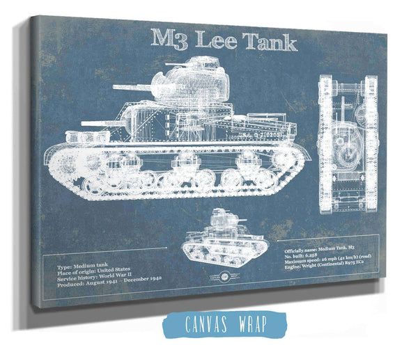 Cutler West Medium Tank, M3 Lee Vintage Blueprint Print