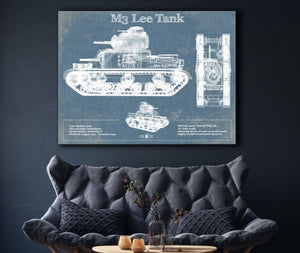Cutler West Medium Tank, M3 Lee Vintage Blueprint Print