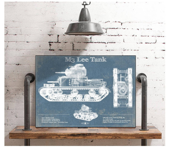 Cutler West Medium Tank, M3 Lee Vintage Blueprint Print