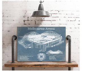 Cutler West Melbourne Arena - Vintage Australian Open Tennis Blueprint Art