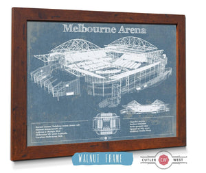 Cutler West Melbourne Arena - Vintage Australian Open Tennis Blueprint Art