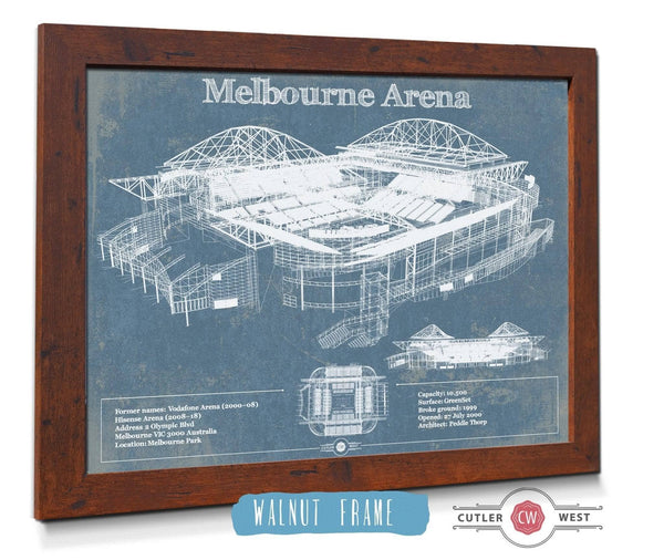 Cutler West Melbourne Arena - Vintage Australian Open Tennis Blueprint Art