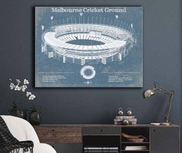 Cutler West Melbourne Cricket Ground Vintage Australian Football AFL Stadium Print