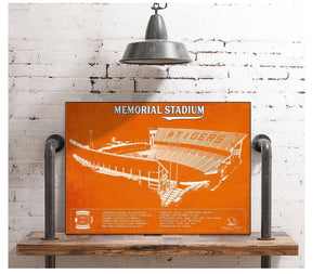Cutler West Memorial Stadium Clemson Tigers Team Color NCAA Vintage Football Blueprint Art