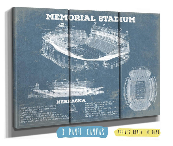 36" x 24" / 3 Panel Canvas Wrap Cutler West Memorial Stadium (Lincoln) Nebraska Cornhuskers