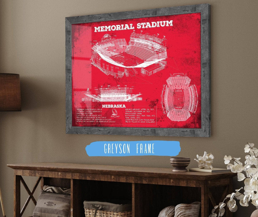 14" x 11" / Stretched Canvas Wrap Cutler West Memorial Stadium (Lincoln) Nebraska Cornhuskers Team