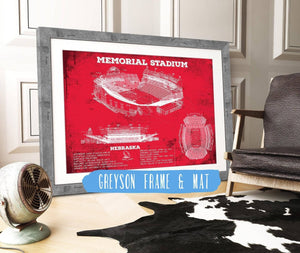 14" x 11" / Greyson Frame & Mat Cutler West Memorial Stadium (Lincoln) Nebraska Cornhuskers Team