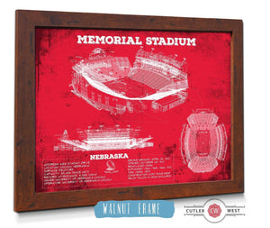 20" x 16" / Walnut Frame Cutler West Memorial Stadium (Lincoln) Nebraska Cornhuskers Team