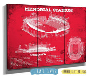 36" x 24" / 3 Panel Canvas Wrap Cutler West Memorial Stadium (Lincoln) Nebraska Cornhuskers Team