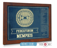 Cutler West 14" x 11" / Walnut Frame Memphis Grizzlies Fedexforum Vintage Basketball Blueprint NBA Print 933350168-14"-x-11"76698