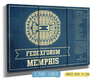 Cutler West 48" x 32" / 3 Panel Canvas Wrap Memphis Grizzlies Fedexforum Vintage Basketball Blueprint NBA Print 933350168-48"-x-32"76745