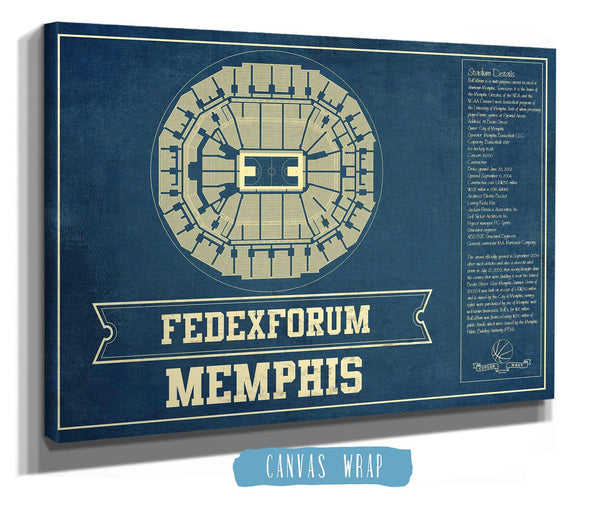 Cutler West Memphis Grizzlies Fedexforum Vintage Basketball Blueprint NBA Print