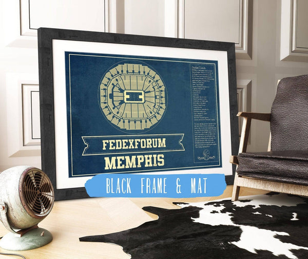 Cutler West Memphis Grizzlies Fedexforum Vintage Basketball Blueprint NBA Print