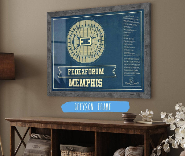 Cutler West Memphis Grizzlies Fedexforum Vintage Basketball Blueprint NBA Print