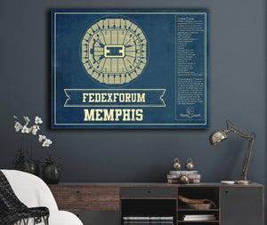 Cutler West Memphis Grizzlies Fedexforum Vintage Basketball Blueprint NBA Print