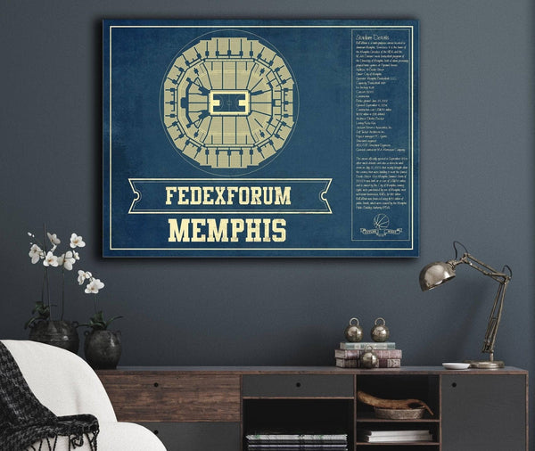 Cutler West Memphis Grizzlies Fedexforum Vintage Basketball Blueprint NBA Print