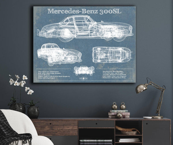 Cutler West Mercedes-Benz 300 SL Gullwing 1950 Original Blueprint Art