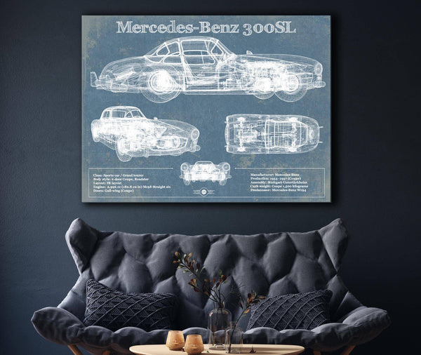 Cutler West Mercedes-Benz 300 SL Gullwing 1950 Original Blueprint Art