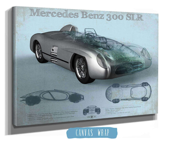 Cutler West Mercedes Benz 300 SLR Vintage Blueprint Auto Print