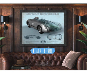 Cutler West Mercedes Benz 300 SLR Vintage Blueprint Auto Print