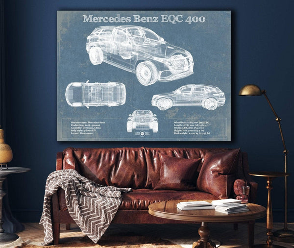 Cutler West Mercedes-Benz EQC Blueprint Vintage Auto Print