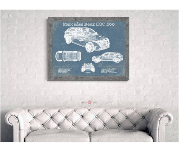 14" x 11" / Greyson Frame Cutler West Mercedes-Benz EQC Blueprint Vintage Auto Print