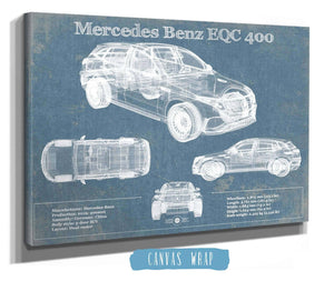 14" x 11" / Stretched Canvas Wrap Cutler West Mercedes-Benz EQC Blueprint Vintage Auto Print