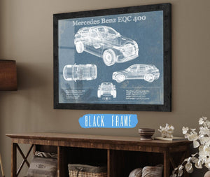 20" x 16" / Black Frame Cutler West Mercedes-Benz EQC Blueprint Vintage Auto Print