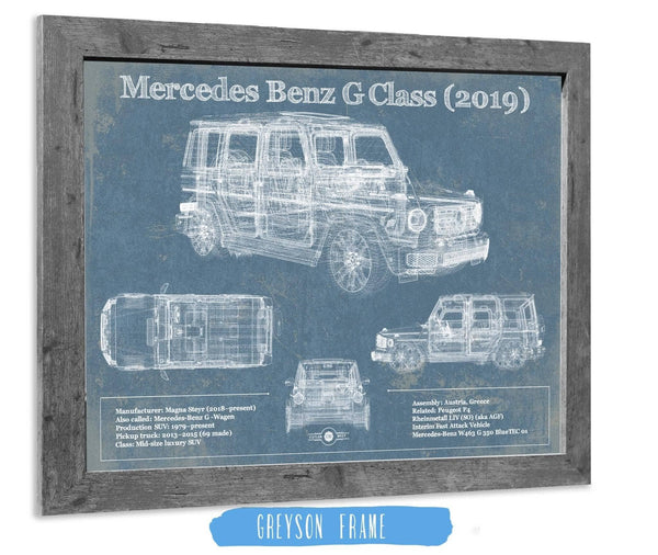 14" x 11" / Greyson Frame Cutler West Mercedes-Benz G-Class (2019) Vintage Blueprint Auto Print