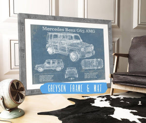 14" x 11" / Greyson Frame & Mat Cutler West Mercedes Benz G63 AMG (2019) Blueprint Vintage Auto Print