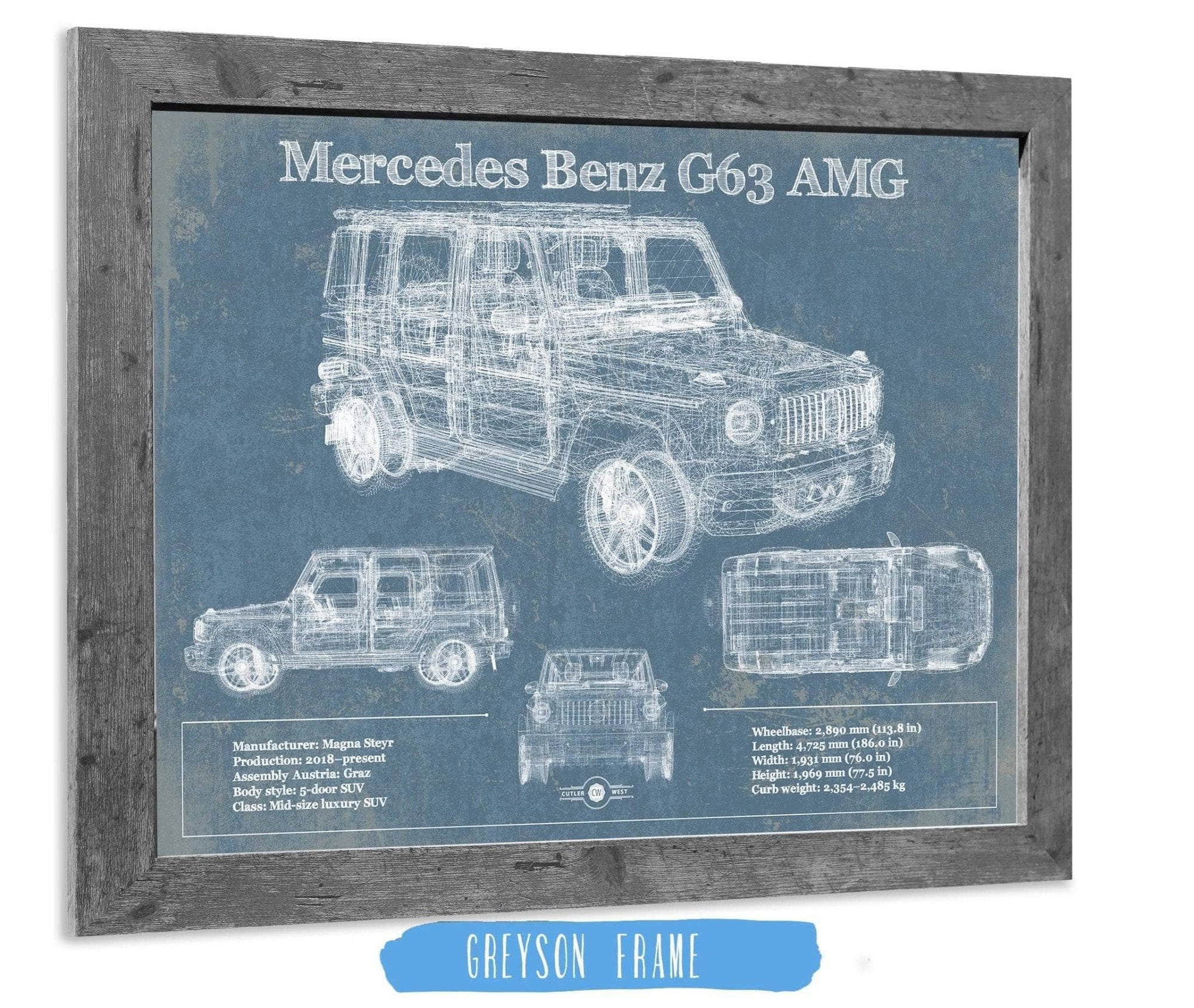Cutler West Mercedes Benz Collection Mercedes Benz G63 AMG (2019) Blueprint Vintage Auto Print