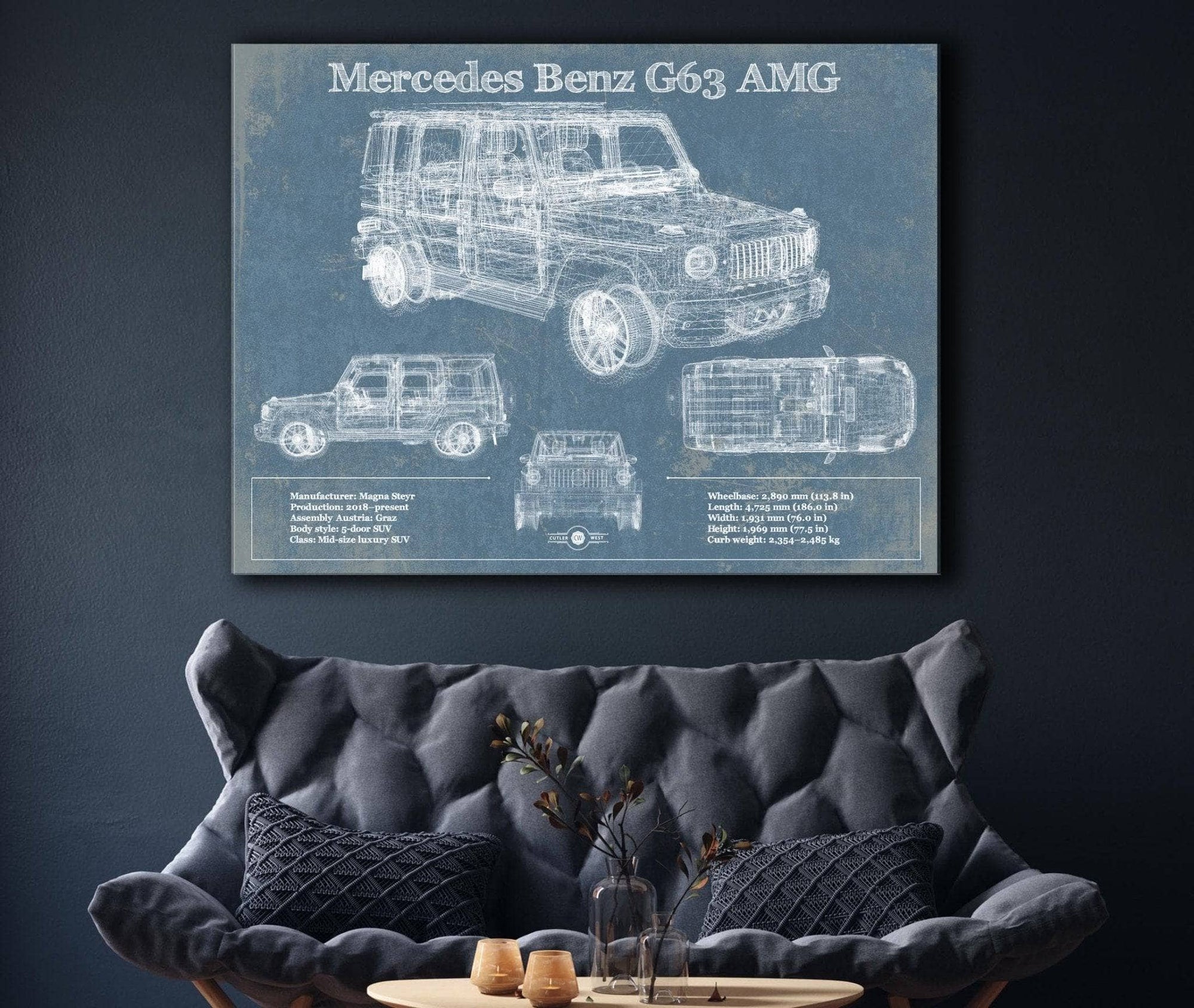 Cutler West Mercedes Benz G63 AMG (2019) Blueprint Vintage Auto Print