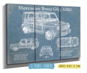 36" x 24" / 3 Panel Canvas Wrap Cutler West Mercedes Benz GLE580 (2020) Blueprint Vintage Auto Print