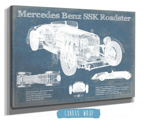 Cutler West Mercedes Benz SSK Roadster Original Blueprint Art