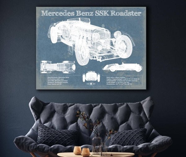 Cutler West Mercedes Benz SSK Roadster Original Blueprint Art