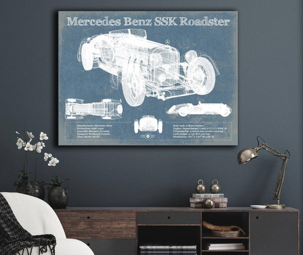 Cutler West Mercedes Benz SSK Roadster Original Blueprint Art