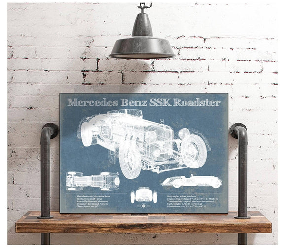 Cutler West Mercedes Benz SSK Roadster Original Blueprint Art