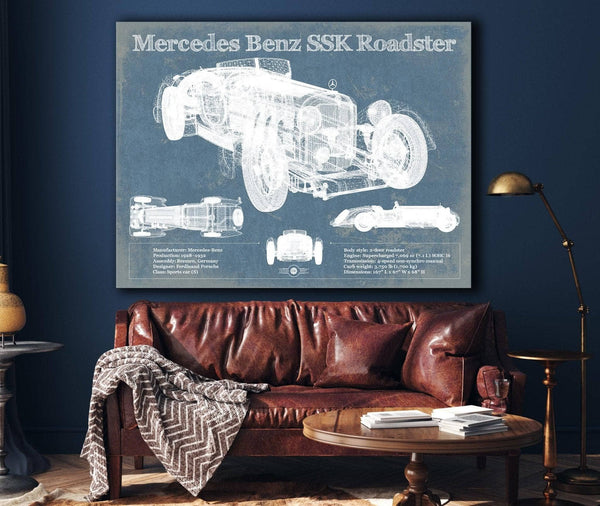 Cutler West Mercedes Benz SSK Roadster Original Blueprint Art