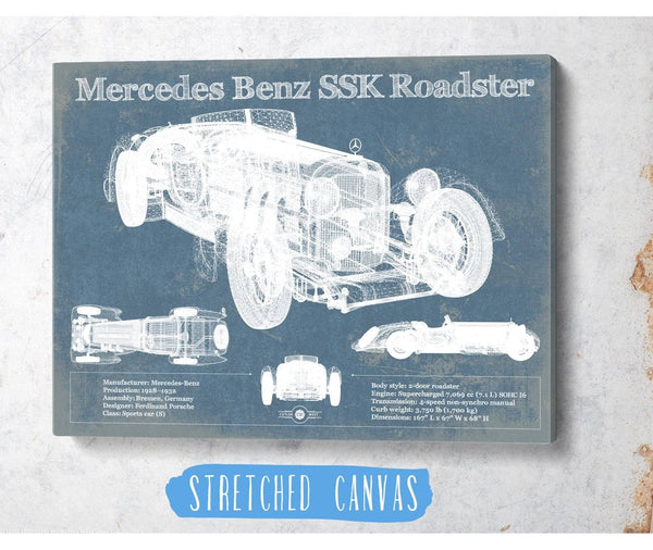 Cutler West Mercedes Benz SSK Roadster Original Blueprint Art