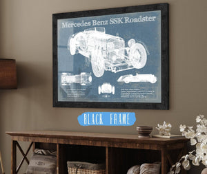 20" x 16" / Black Frame Cutler West Mercedes Benz SSK Roadster Original Blueprint Art